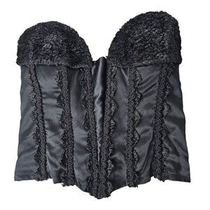 Vintage 80s Jeune Europe France Paris Silk Black Bustier Corset Luxury Lingerie